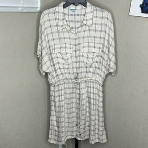 539 - Nostalgia from Nordstrom NWOT Off-White w Black/Pink Stripes Dress Size XL